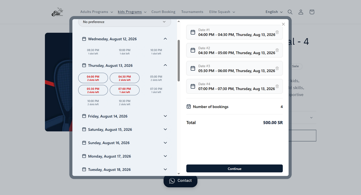 booking system